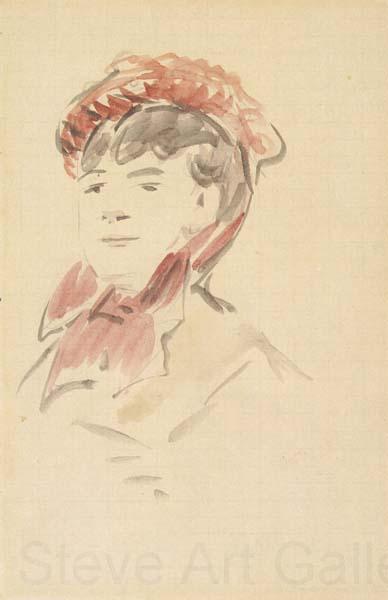 Edouard Manet Femme au chapeau rouge (mk40) Norge oil painting art